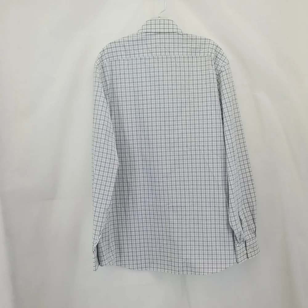 MICHAEL MICHAEL KORS White Gray Plaid Oeko-Tex Button Down Shirt in Shadow - Picture 9 of 14